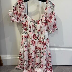 Trixxi Pink and Green Floral Dress